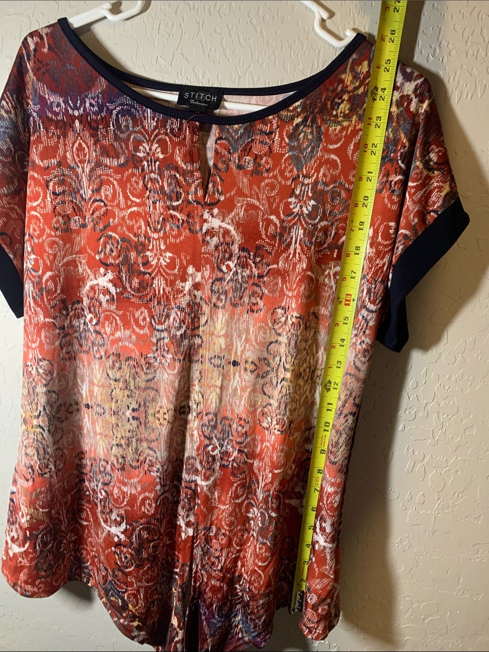 Stitch Collection Red Patterned Tie-Front Top - Picture 8 of 11